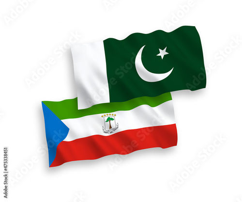 Flags of Republic of Equatorial Guinea and Pakistan on a white background
