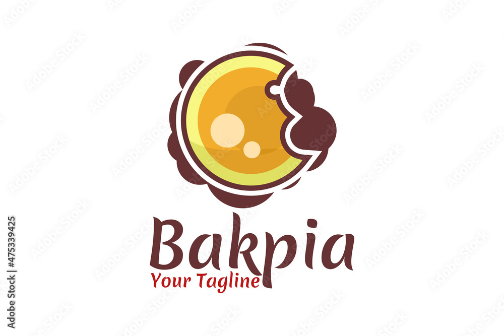 Bakpia (bean-filled moon cake-like pastry ) logo design, simple Bakpia logo for food souvenir shop. Bakpia (bean-filled moon cake-like pastry ) logo design, simple Bakpia logo for food souvenir shop.