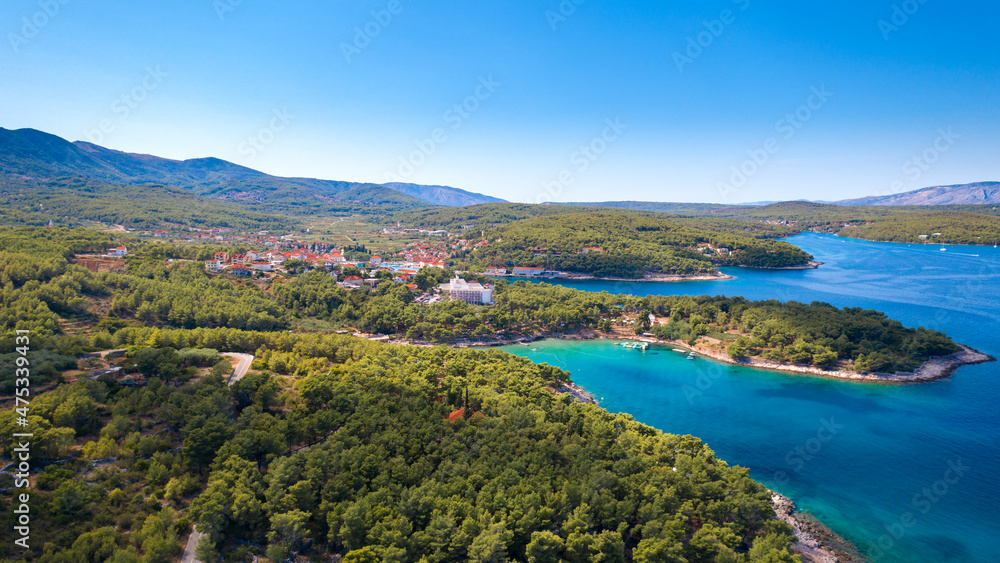 Town of Jelsa on the island Hvar - drone view