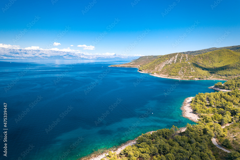 Island of Hvar bays - drone view
