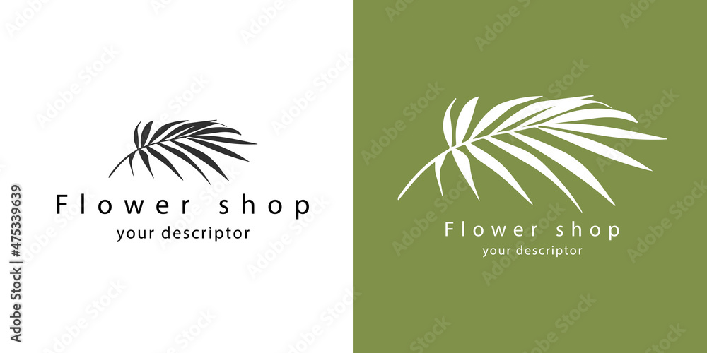 silhouette of a palm branch. concise and vintage logo