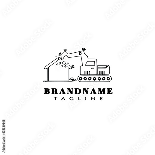 demolition logo cartoon icon design template black isolated vector illustration
