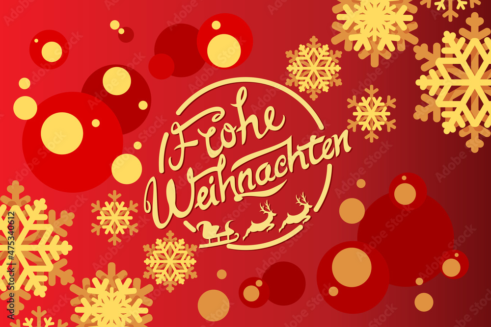 Translation: Merry Christmas. Frohe Weihnachten vector text Calligraphic Lettering design card template. Suitable for greeting card, poster and banner.