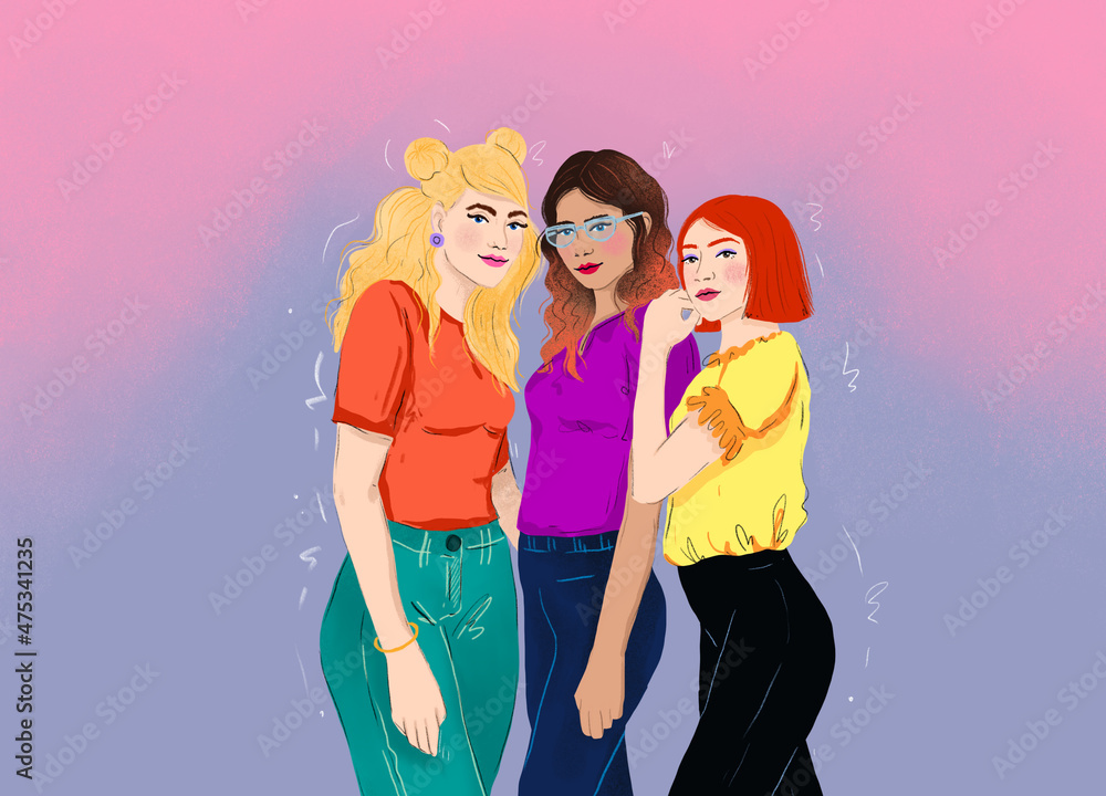 3 young women posing together 3 young women posing together