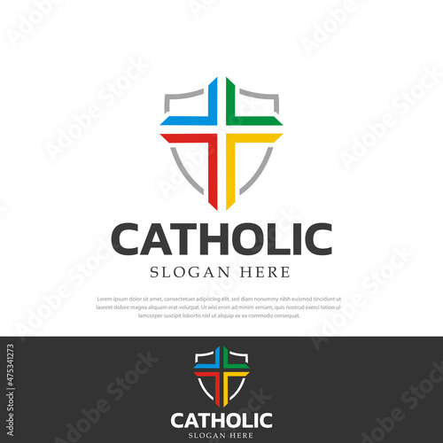 Colored catholic church defense symbol.design template,icon