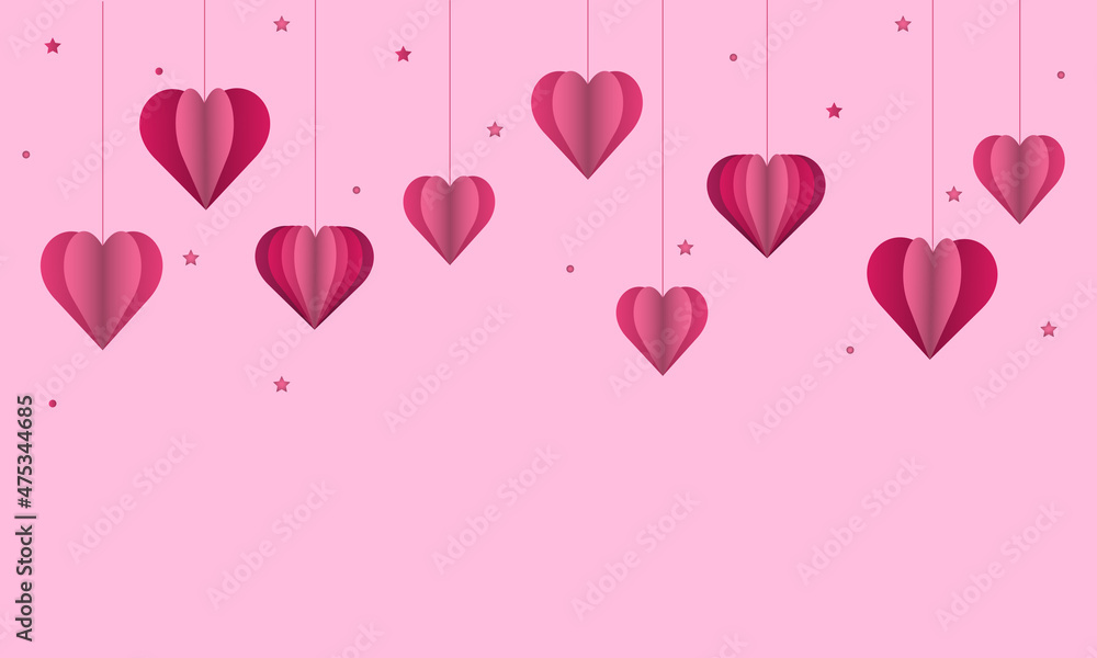 Background Paper pink heart on a light background. Valentine's day and love