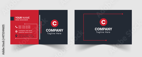 Red modern business card design template, Red corporate business card template, Clean professional business card template, visiting card, business card template.