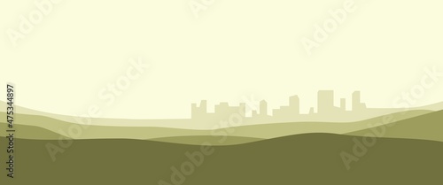 city silhouette with mountain silhouette vector design concept  used for background  backdrop  banner  typography background  travel banner or background.