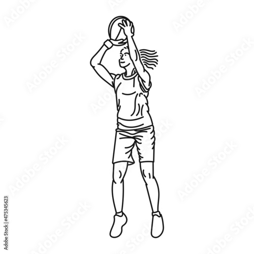 line art of woman posing stylishly playing basketball