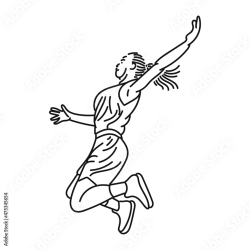 line art of woman posing stylishly playing basketball