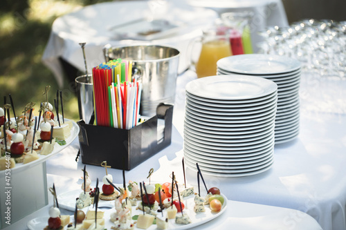 Fotografie Outdoor catering banquet in summer
