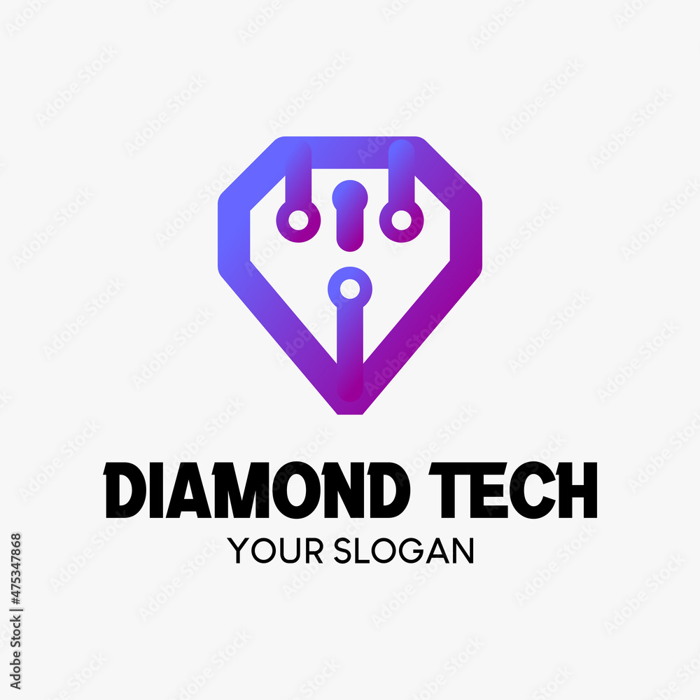 Simple Diamond Shape Technology Logo Vector Template Simple Diamond Shape Technology Logo Vector Template