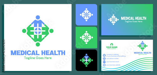 people icon logo design template rotate in cross. and business card design templates. vector illustration