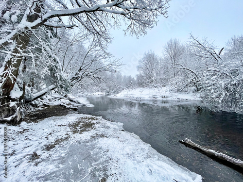 The river is Ozerna in winter. Russia, Moscow region, Ruzsky district photo