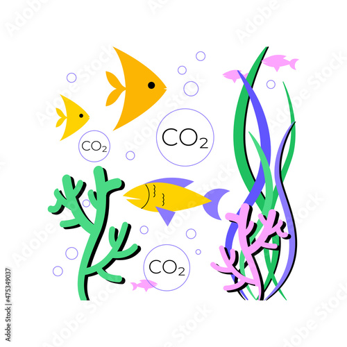 Ocean acidification abstract concept vector illustration. Environmental change, water acidification, ocean plastic pollution, carbon dioxide absorption, seawater contamination abstract metaphor.