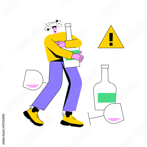 Drinking alcohol abstract concept vector illustration. Binge drinking, alcoholic beverage, alcohol abuse, addiction rehabilitation service, alcoholism therapy, health impact abstract metaphor.