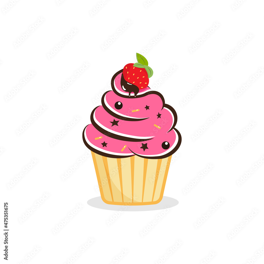 Sweet cupcakes set with cream and berries. Sweet cupcakes set with cream and berries.