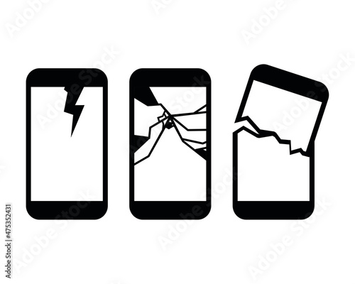 Phone broken screen. Illustration vector
