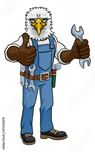 Eagle Plumber Or Mechanic Holding Spanner