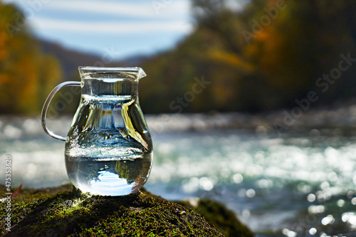 Cool clear water of the mountain river.