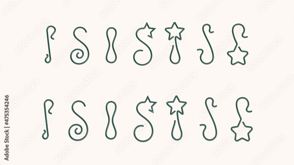 green decorative hook element set for christmas tree balls