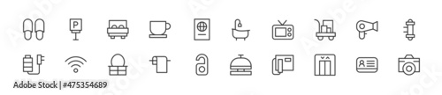 Set of simple accommodation line icons.