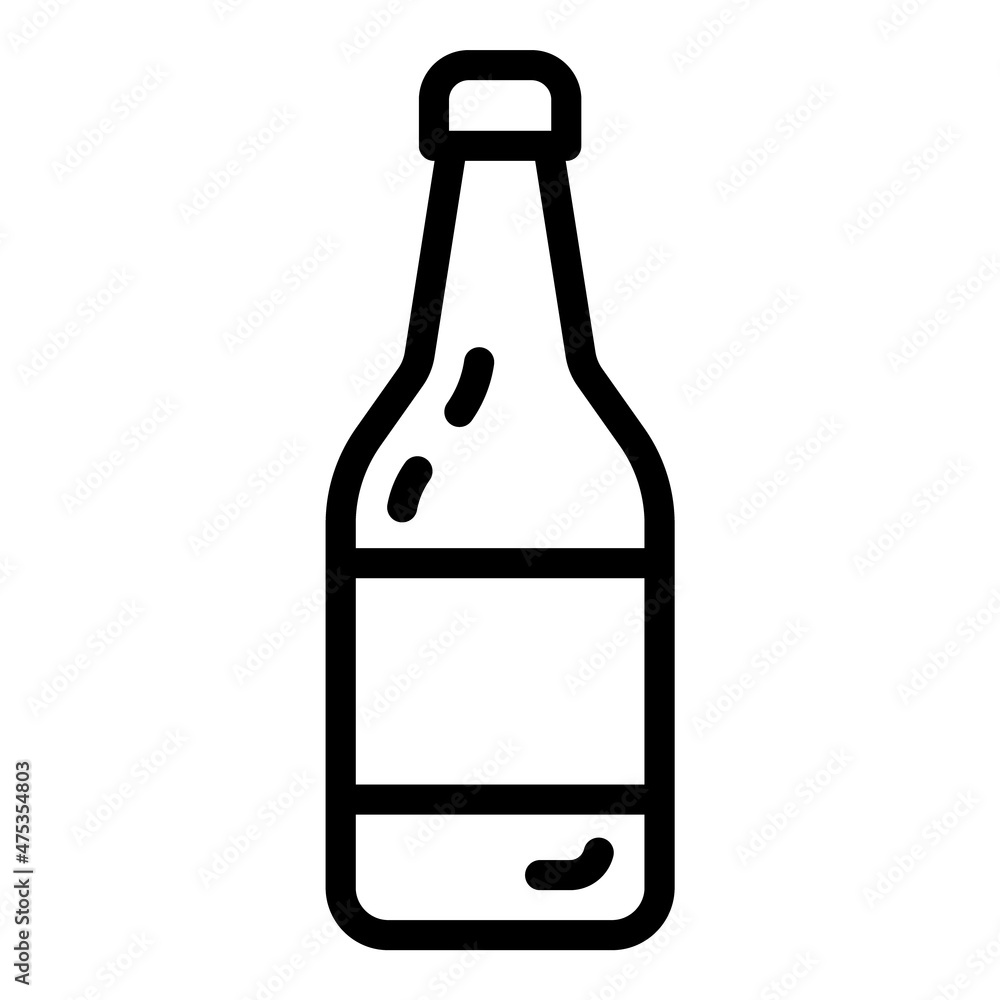Glass Bottle Flat Icon Isolated On White Background Glass Bottle Flat Icon Isolated On White Background