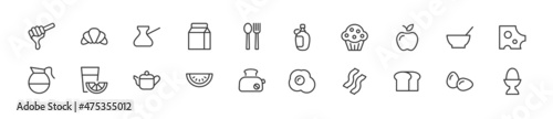 Set of simple cafeteria line icons.