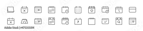 Set of simple calendar line icons.