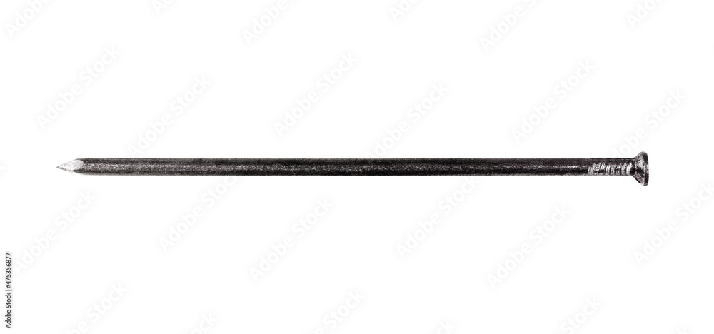 steel nail isolated on white background top view steel nail isolated on white background top view