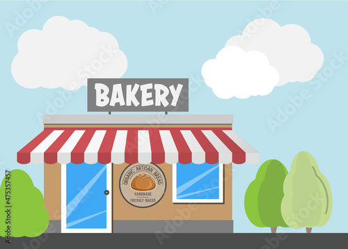 bakery or bakeshop building exterior vector illustration