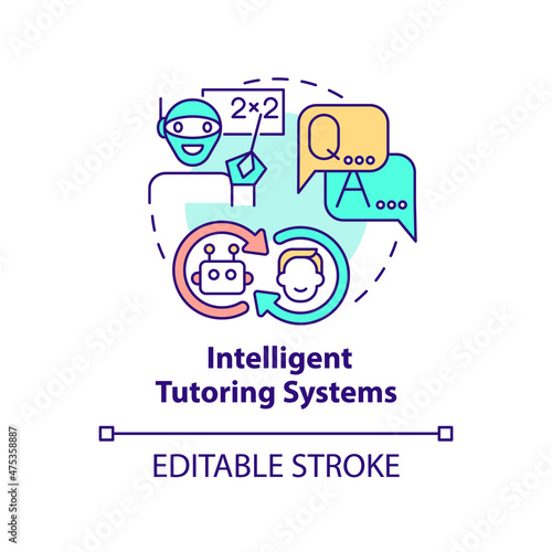 Intelligent tutoring system concept icon. Education technology abstract idea thin line illustration. Isolated outline drawing. Editable stroke. Roboto-Medium, Myriad Pro-Bold fonts used
