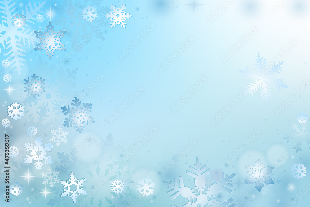 Winter Christmas background with snow and snowflakes