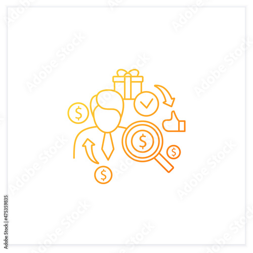Individual payment gradient icon. Portion of total payout amount. Personal deposit.Universal basic income concept.Isolated vector illustration.Suitable to banners, mobile apps and presentation
