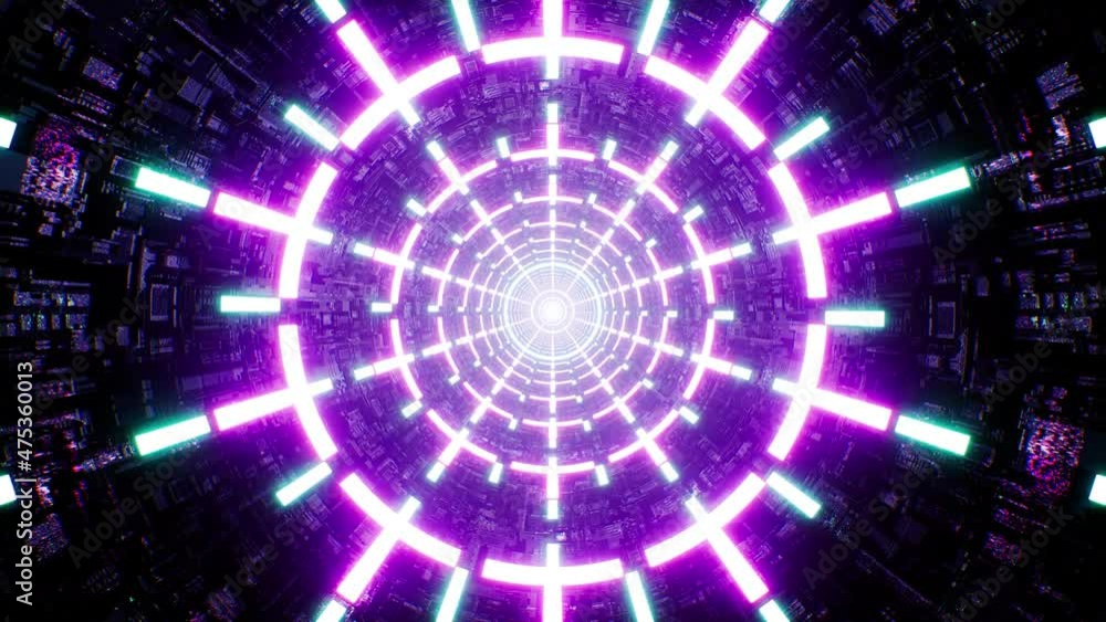 Neon Geometric Light in the Rotating Tunnel VJ Loop Neon Geometric Light in the Rotating Tunnel VJ Loop