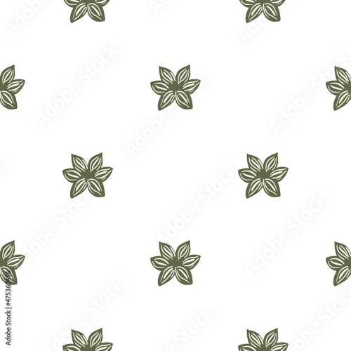 Seamless pattern sanise on white background. Vector repeat template spice in doodle style. Hand drawn elements nature texture for fabric.