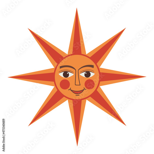 Sun with face. Russian symbol holiday Shrovetide or Maslenitsa.