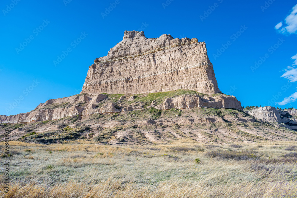 Rocky landscape scenery of Scotts Bluff National Monument, Nebraska