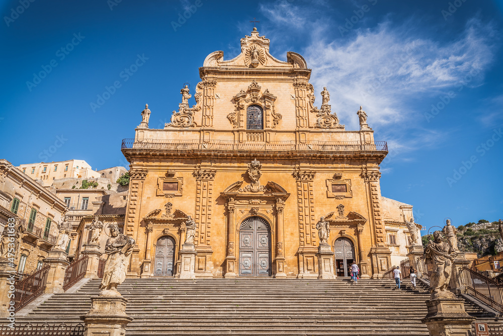 Cathedral of San Pietro in Modica, Ragusa, Sicily, Italy, Europe, World Heritage Site - obrazy, fototapety, plakaty 