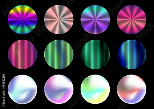 Paquete de degradados metálicos holográficos, efecto perlado metal