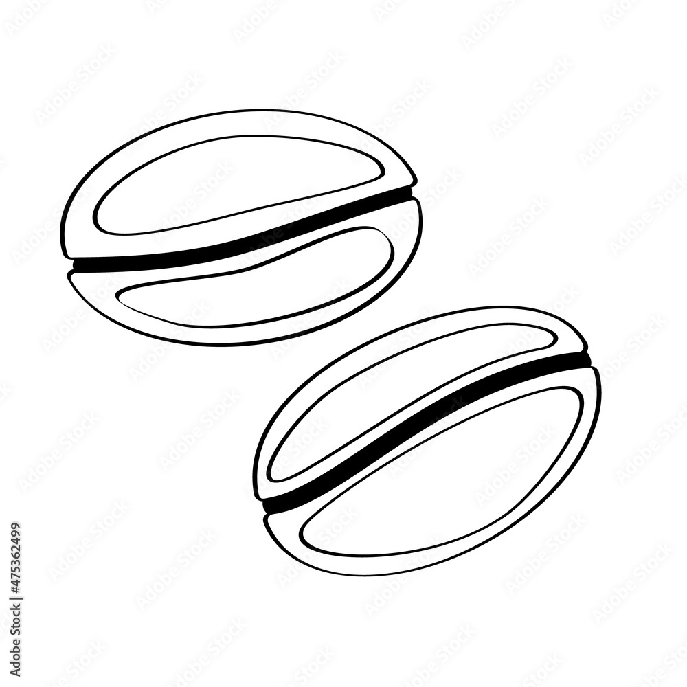Coffee grains icon isolated. Vector flat illustration in linear style Coffee grains icon isolated. Vector flat illustration in linear style