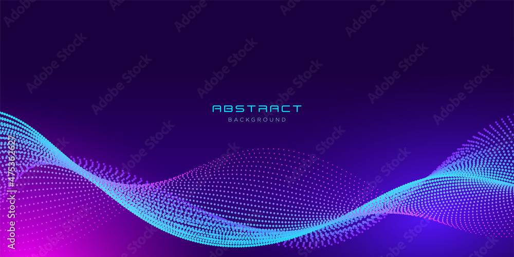 Abstract background wavy particles. Blue Technology background Abstract background wavy particles. Blue Technology background