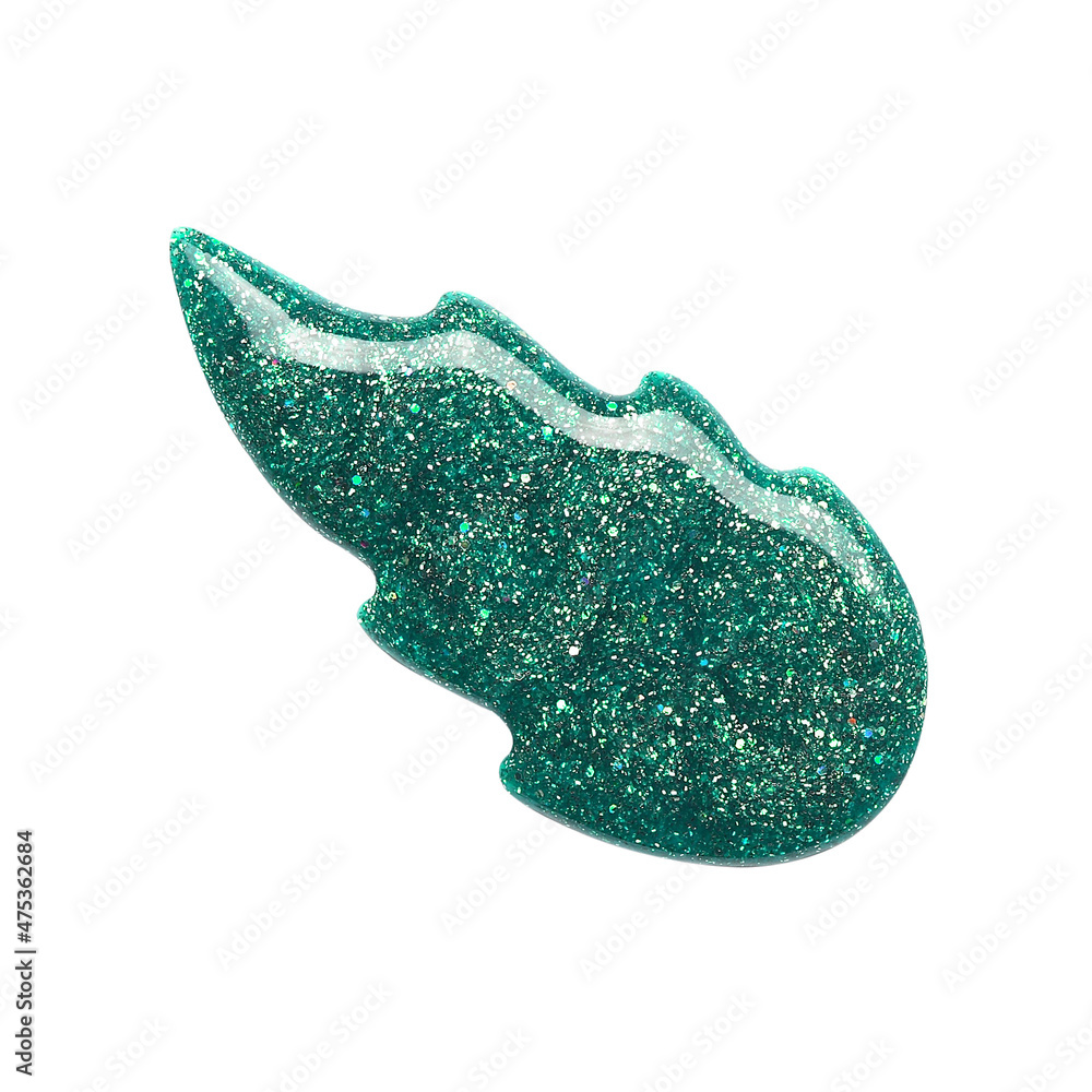 Blot of green leaf shaped nail polish isolated on white Blot of green leaf shaped nail polish isolated on white