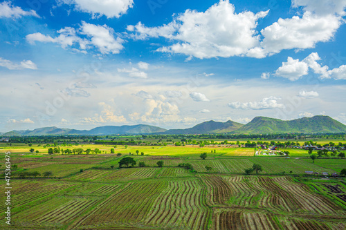 Rice Terrace Aerial Shot. Image of beautiful terrace rice field in Chiang Rai Thailand 