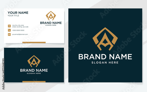 Initial letter A luxury logo for company with business card template