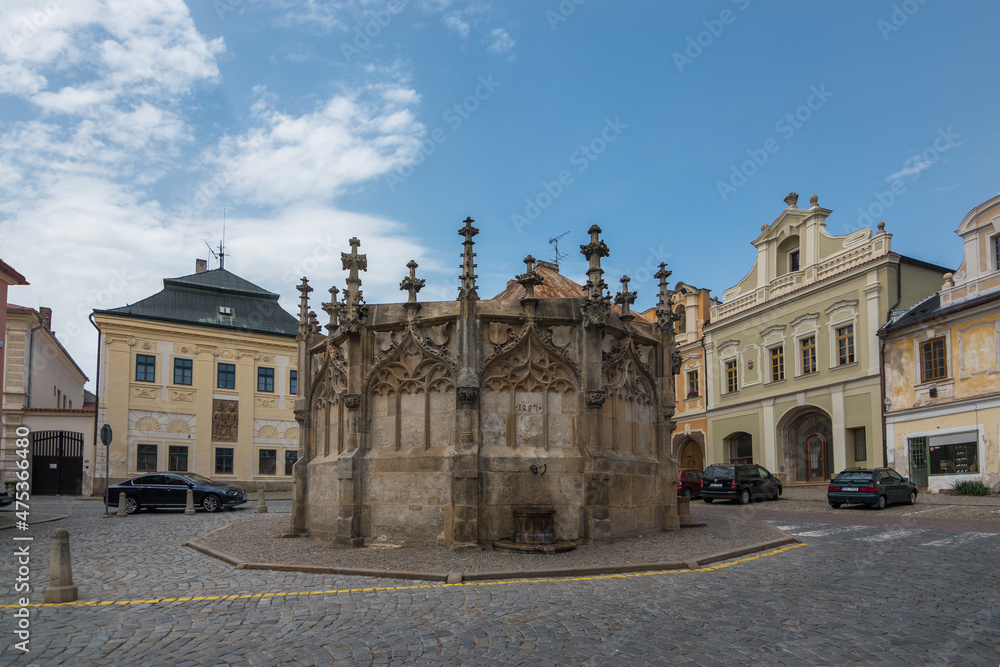 Kutná Hora, Czech Republic, June 2019 - View of the famous Gothic Stone Fountain