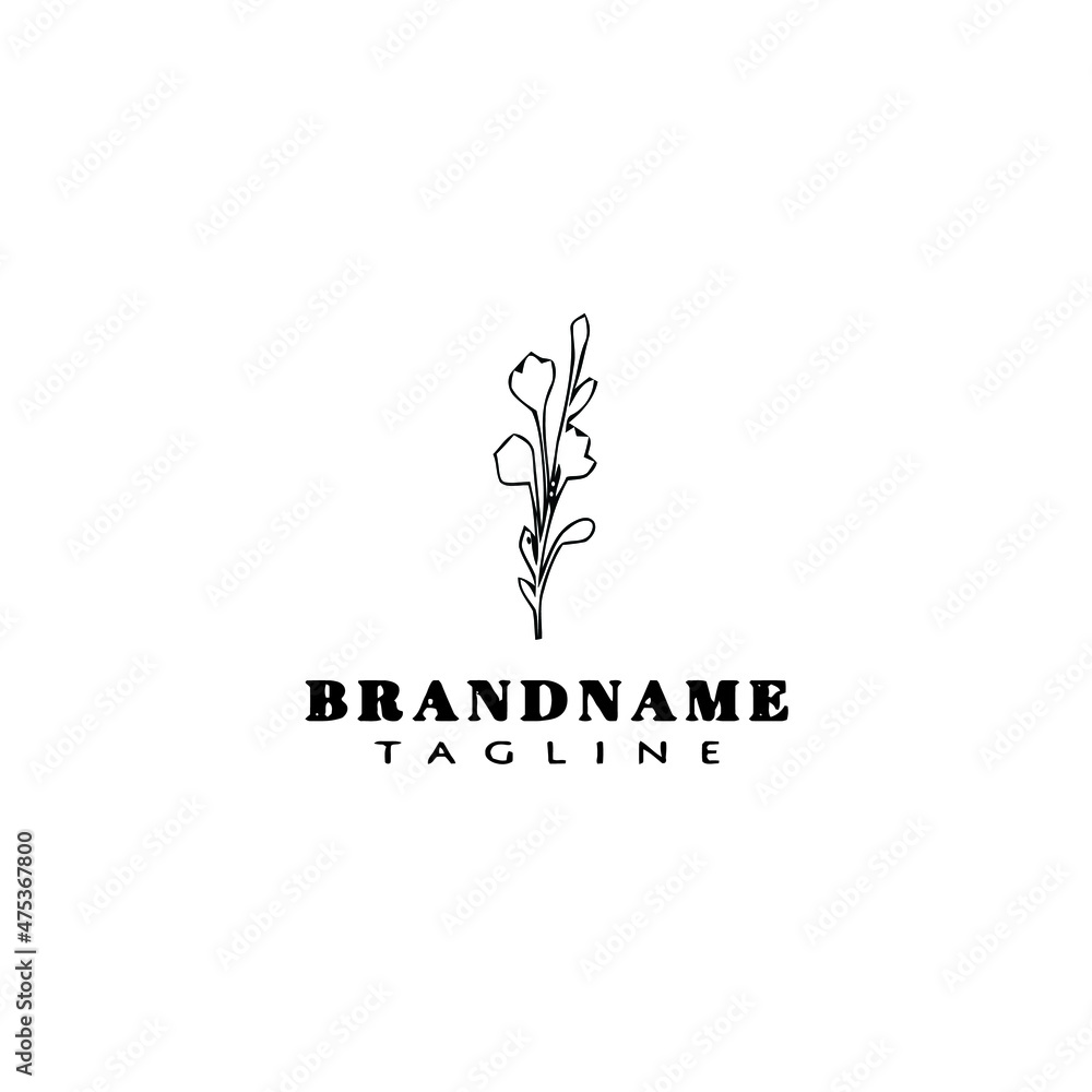 Fototapeta premium cute plants with leaves logo icon design template vector illustration