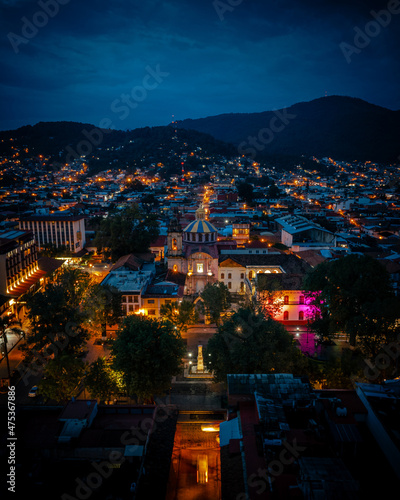 Aerial shot of the city of Uruapan in Michoacan, Mexico photo