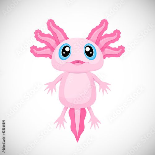 Fototapeta Naklejka Na Ścianę i Meble -  Funny cartoon pink axolotl