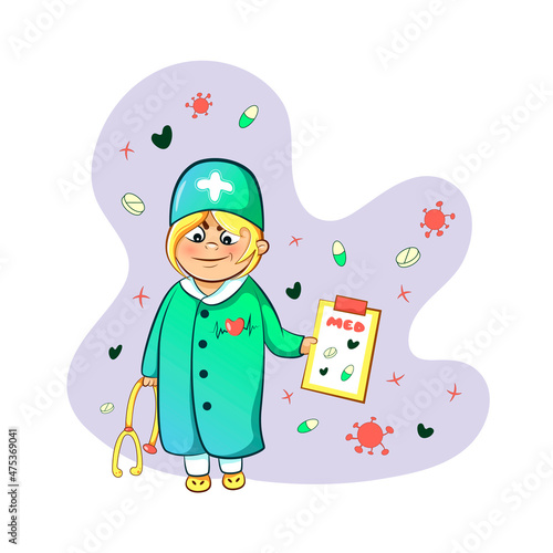 Character design medical doctor pediatrician at the reception of patients